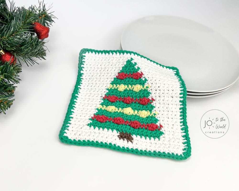 Crochet Christmas Tree Dishcloth Pattern