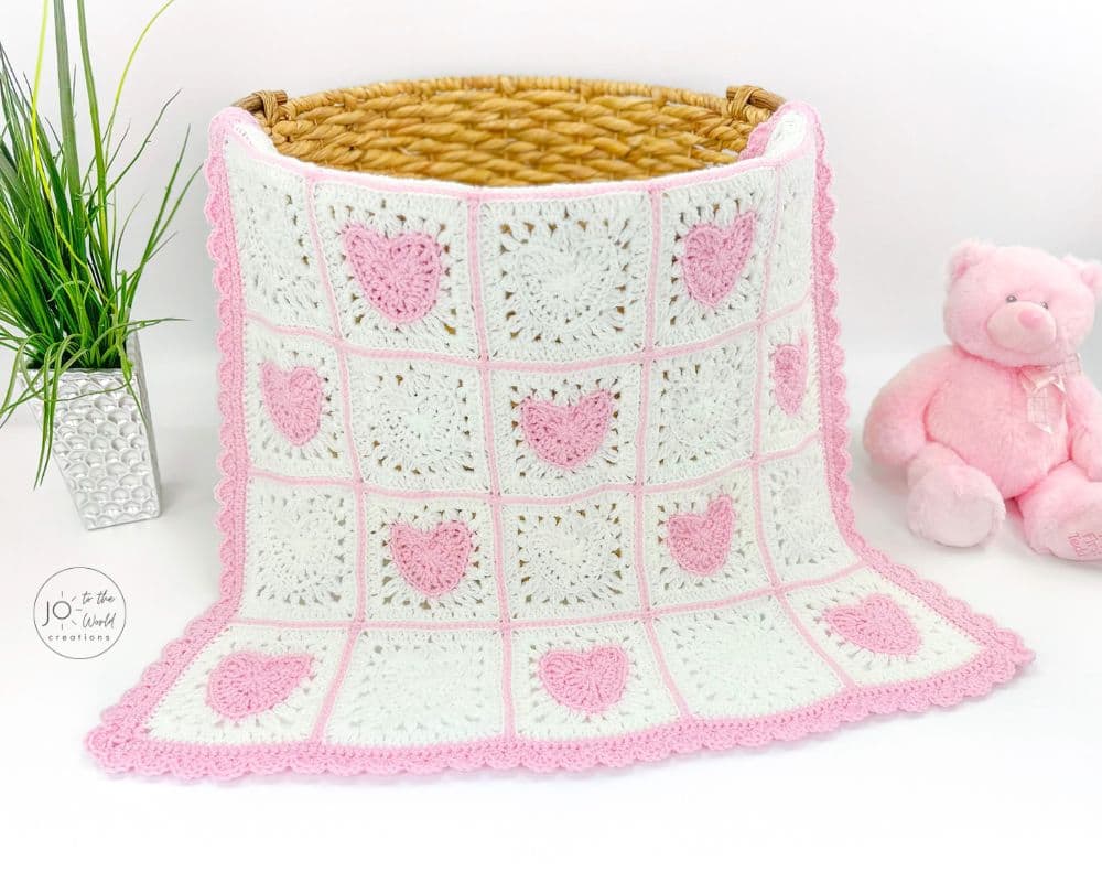 Heart Granny Square Blanket Crochet Pattern